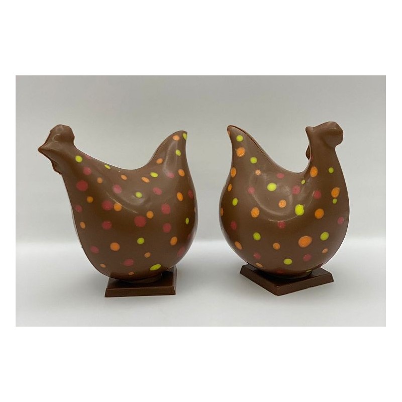 Poule à pois en chocolat au lait