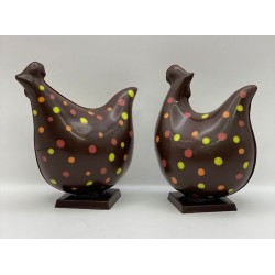 Poule à pois en chocolat noir