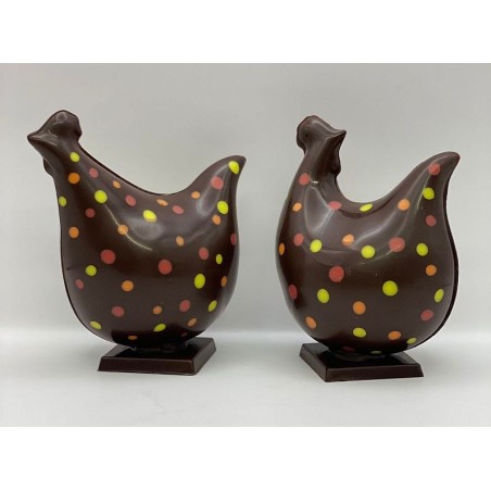 Poule à pois en chocolat noir