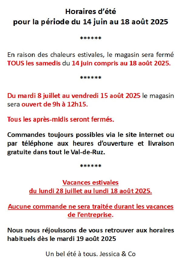 Horaires d'été 2025